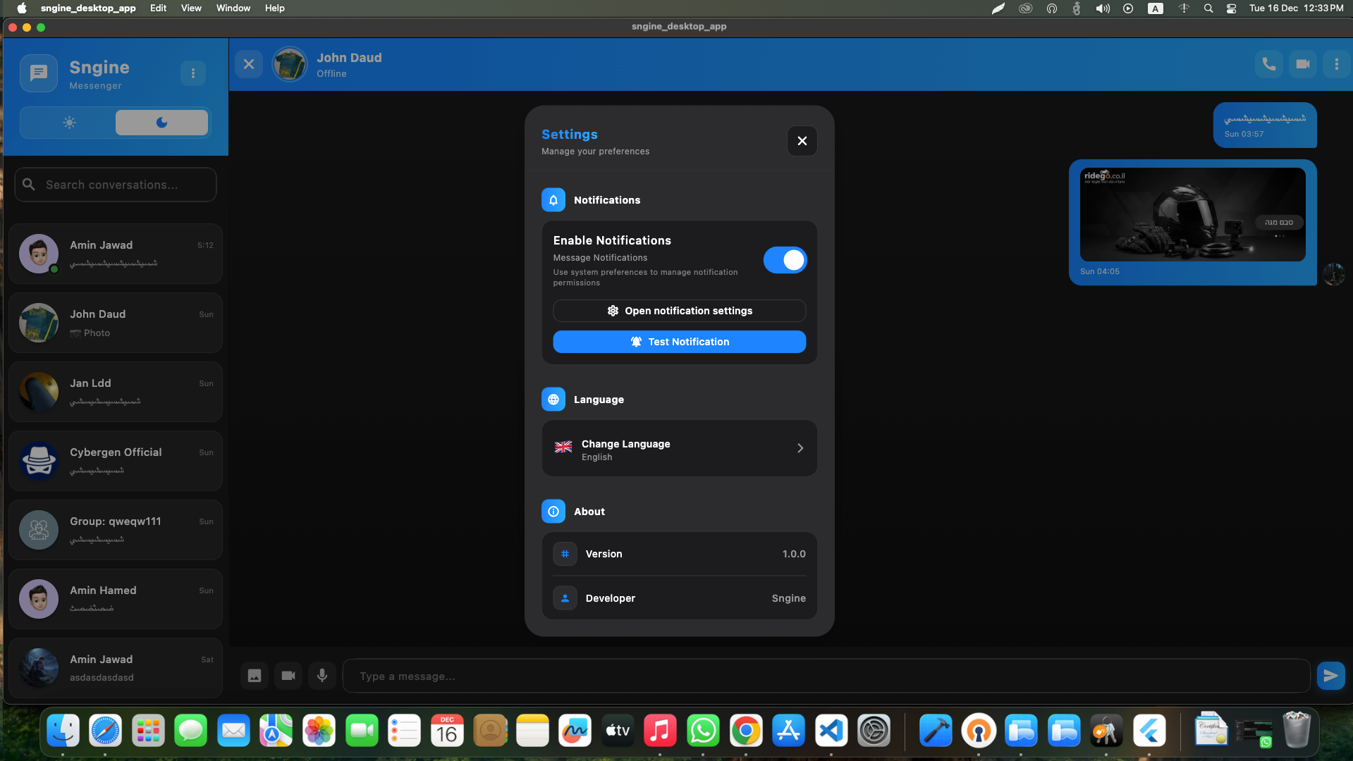 Sngine Pro Messenger Desktop (Windows / macOS / Linux) preview